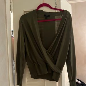 J Crew green wrap sweater